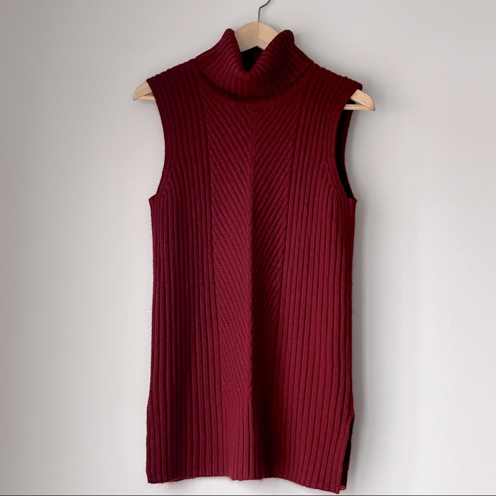 Burgundy Turtle Neck Sweater Vest